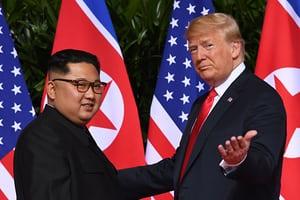 Trump and Kim meet - view their handshake