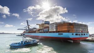 Three giant container cranes arriving at Ports of Auckland