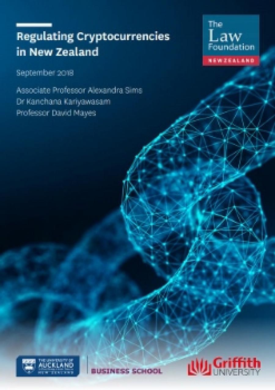 Photo of cover of research report Regulating Cryptocurrencies in New Zealand