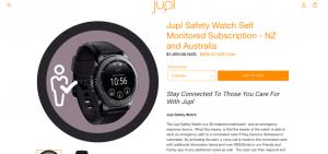   A screenshot from the website advertising the Jupl smart watch