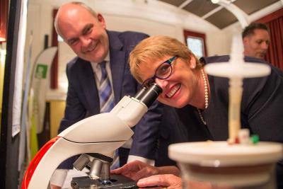 Science and Innovation Minister Steven Joyce and Food Safety Minister Jo Goodhew at the launch of the New Zealand Food Safety Science and Research Centre at Massey University.