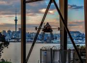 Inspecting the Auckland Harbour Bridge by drone.
