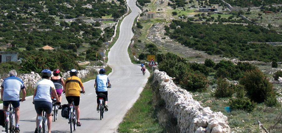 Guide leading the way - cycling in Croatia