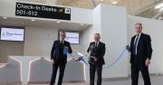 Cutting the ribbon at the opening of the new check-in area were: London Stansted’s Brad Miller, Chief Operating Officer; John Farrow, Customer Service & Security Director; and Paul Willis, Transformation Director.