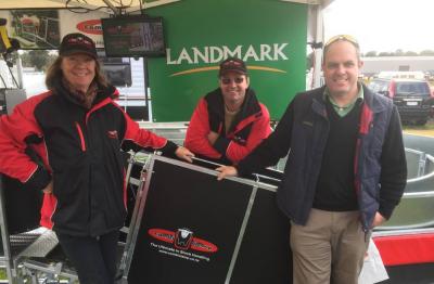 Lynley and Wayne Coffey with David Larson, Landmark Bendigo, at the Bendigo Sheep and Wool Show.