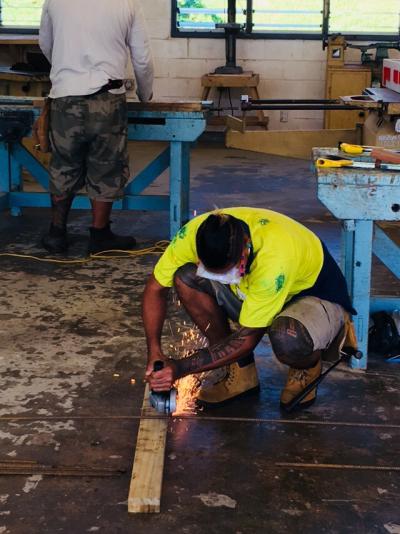 A local carpenter being assessed in Samoa as part of the new Pacific Trades Partnership initiative.