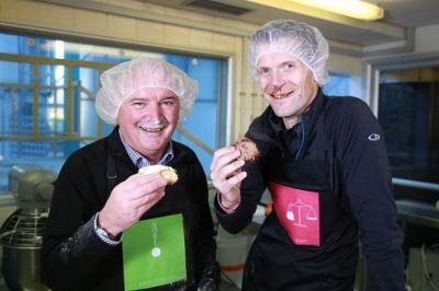 Fonterra Edgecumbe Cream Plant Manager Doug Gerry with Engineering Project Manager Will Rouse sharing their ‘muddy bun face’ experience.