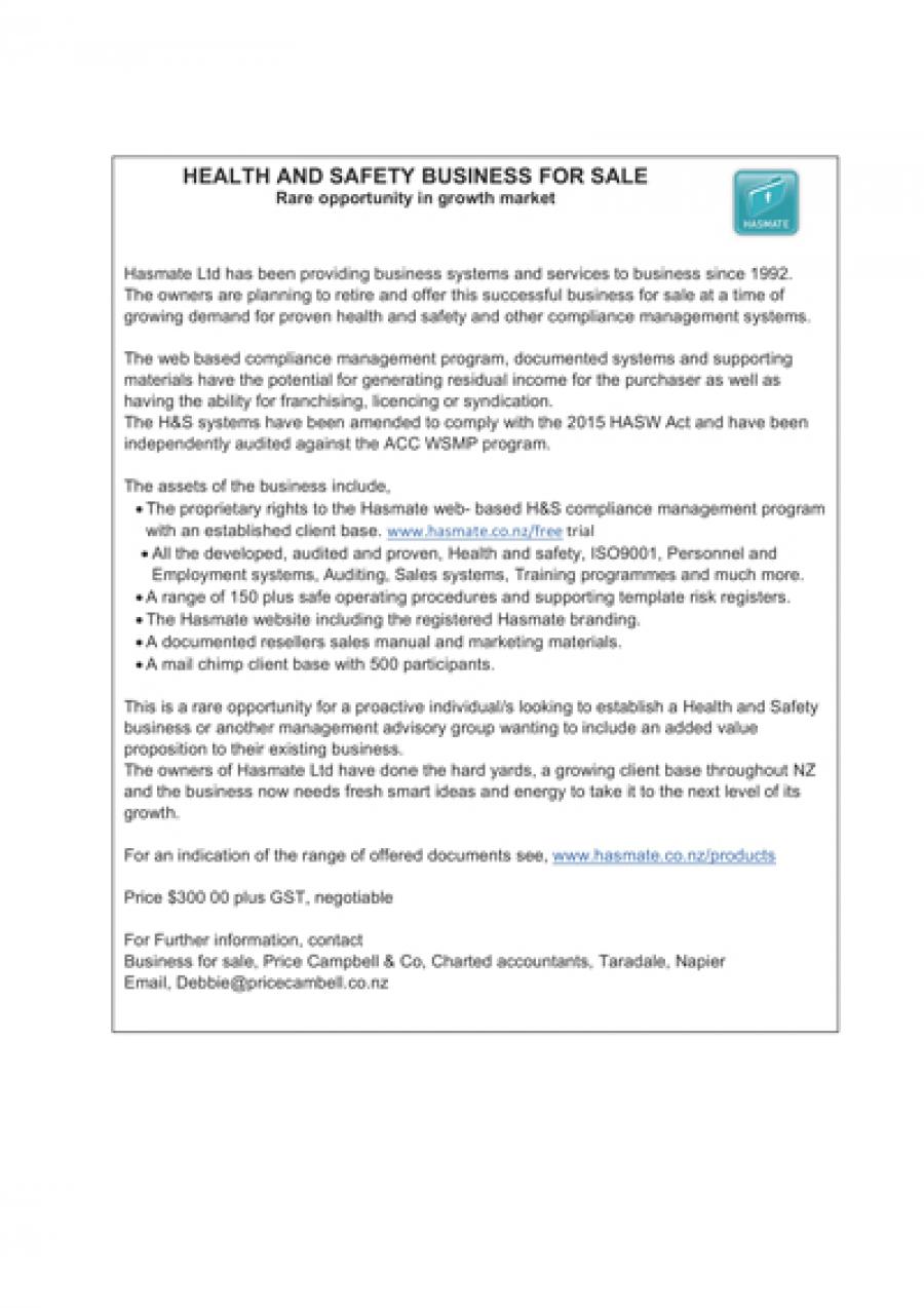 Health &amp; Safety Business For Sale - Rare Opportunity