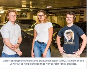 Bootcamp graduates Keagan Kuhn, Kirstin Smith and Conor Grice