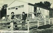 Designer and owner Les Nicholas (left) and Hugh Bridge, picuired in front of the new woolshed.