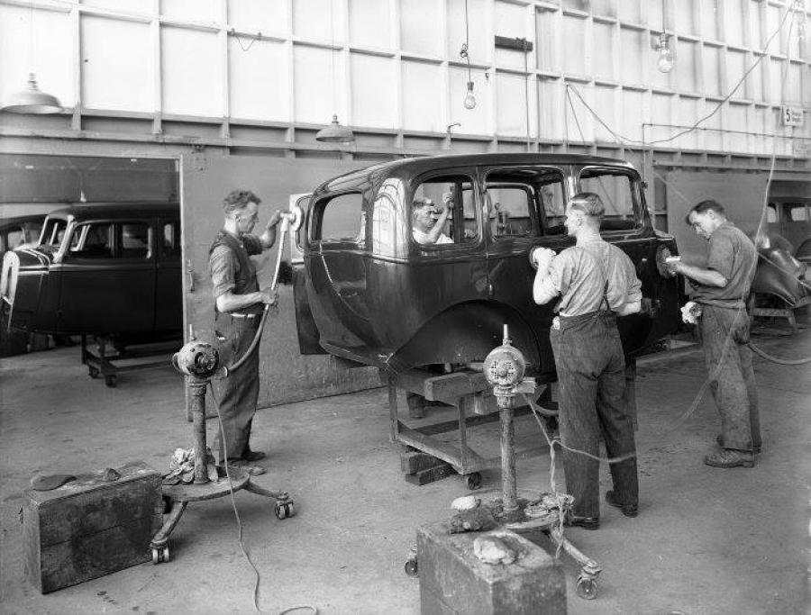 A Vauxhall being buffed  . . .
