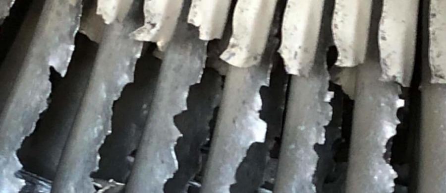  Damage to turbine blades on a Rolls Royce Trent 1000 engine shut down by pilots on an Air New Zealand Dreamliner just after takeoff from Auckland on Tuesday. 