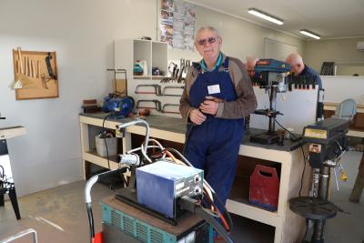  Sid Lockhart, a qualified engineer, is delighted with the donated welding gear from Ara.