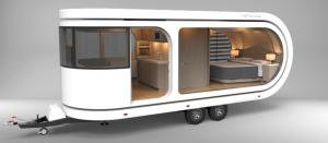 Futuristic camper expands to reveal huge party deck