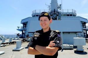 Sub-Lieutenant Pauline Theron, from the Royal New Zealand Navy, is posted until November as Assistant Marine Engineering Officer on HMS Albion, one of the Royal Navy’s two amphibious assault ships.