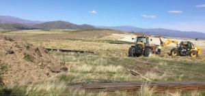   An irrigation pond being built at Simons Pass Station, in the Mackenzie Basin. 