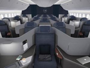 All Business Class passengers on Lufthansa’s 777-9s will have direct aisle access, thanks to the 1-2-1 and 1-1-1 configuration. 