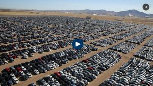 What resembles a giant car park in the middle of the desert in California is just one of Volkswagen&#039;s sprawling &quot;graveyards&quot;.