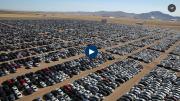 What resembles a giant car park in the middle of the desert in California is just one of Volkswagen's sprawling "graveyards".